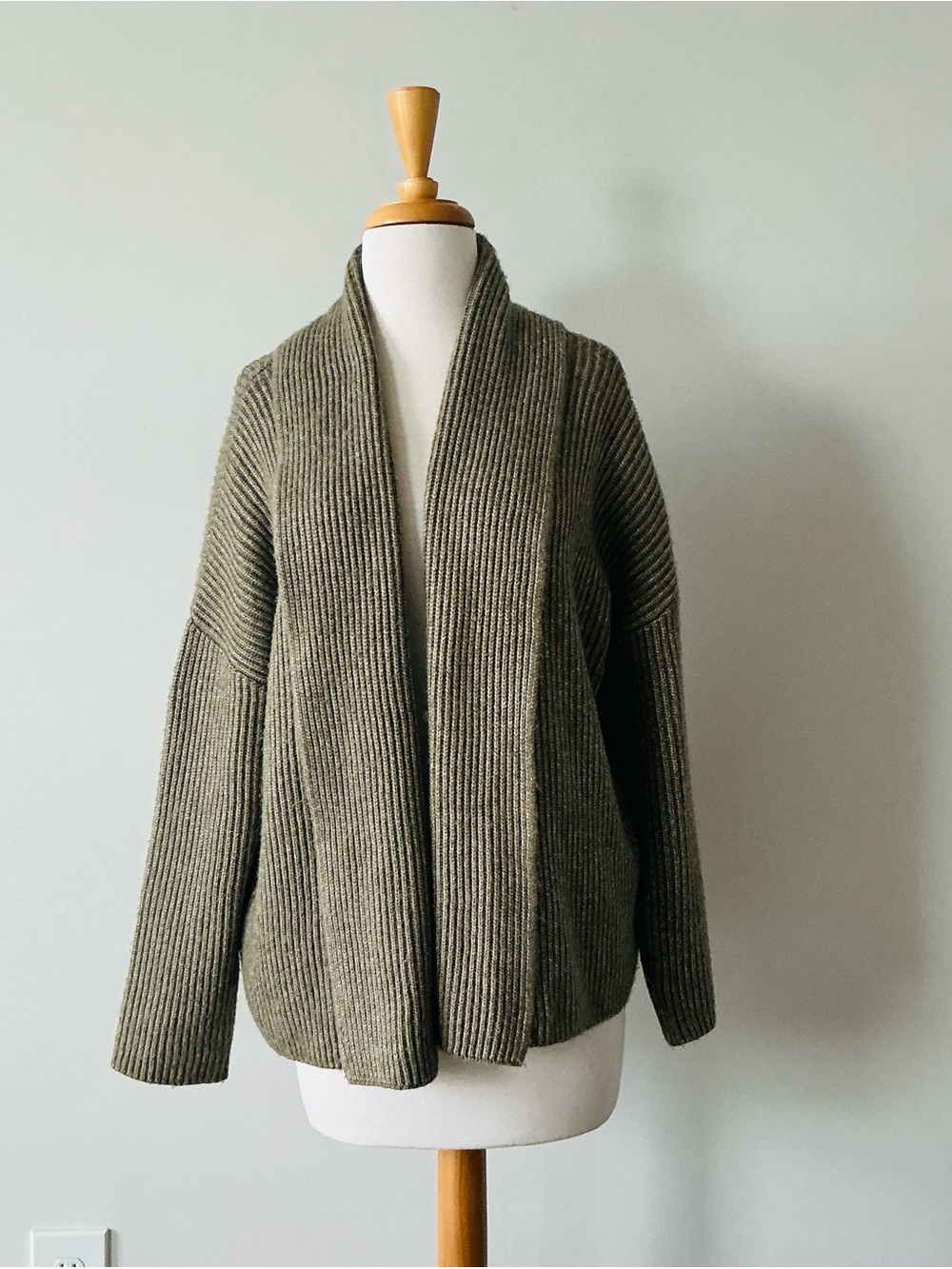 Joie Taupe Ribbed Knit Shawl Collar Open Cardigan size M Cozy